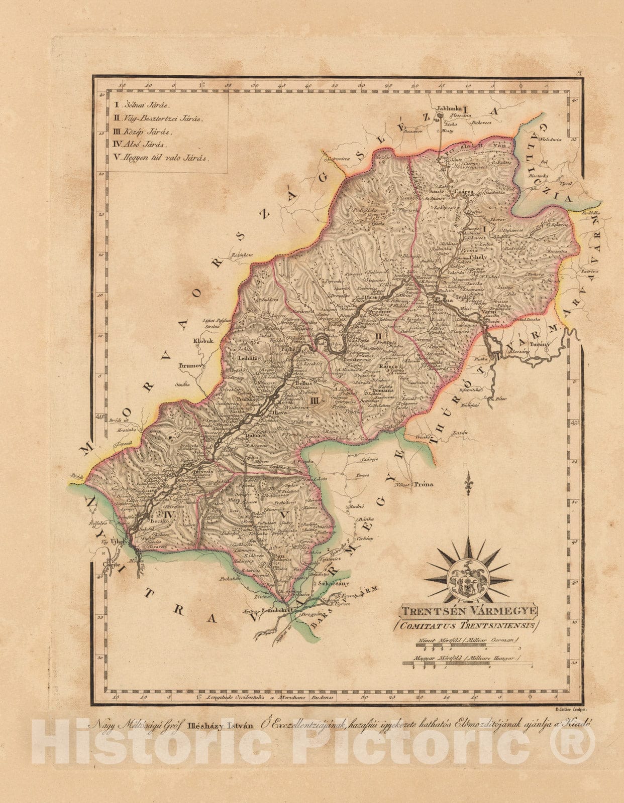 Historic Map : Trentsen Varmegye = Comitatus Trentsiniensis, 1802, Vintage Wall Decor
