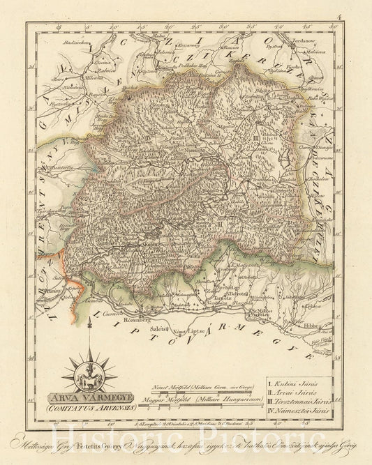 Historic Map : Arva Varmegye = Comitatus Arvensis, 1802, Vintage Wall Decor