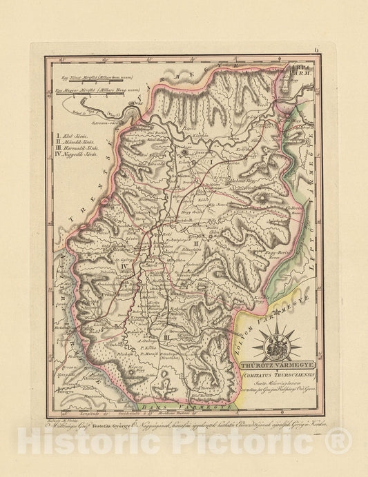 Historic Map : Thurotz Varmegye = Comitatus Thurocziensis, 1802, Vintage Wall Decor