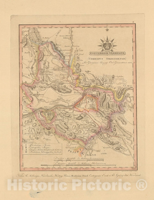 Historic Map : Esztergom Varmegye = Comitatus Strigoniensis, 1805, Vintage Wall Decor