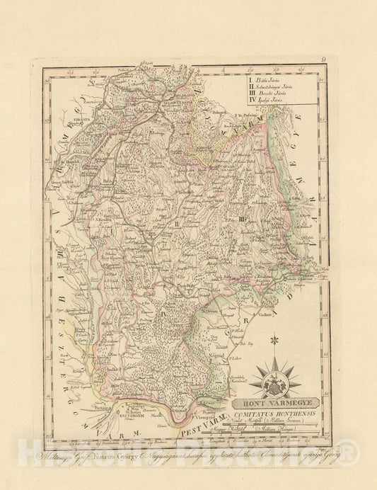 Historic Map : Hont Varmegye = Comitatus Honthensis, 1802, Vintage Wall Decor