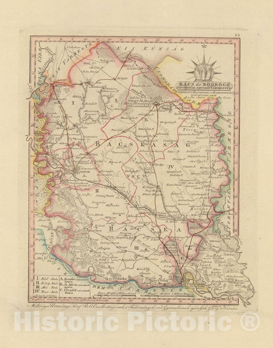 Historic Map : Bacs es Bodrogh torvenyesen egyesult Varmegyek. = Comitatus Bacsiensi et Bodrogiensis, 1802, Vintage Wall Decor