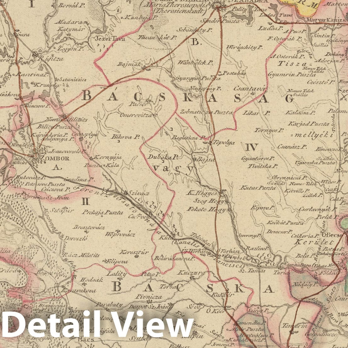 Historic Map : Bacs es Bodrogh torvenyesen egyesult Varmegyek. = Comitatus Bacsiensi et Bodrogiensis, 1802, Vintage Wall Decor