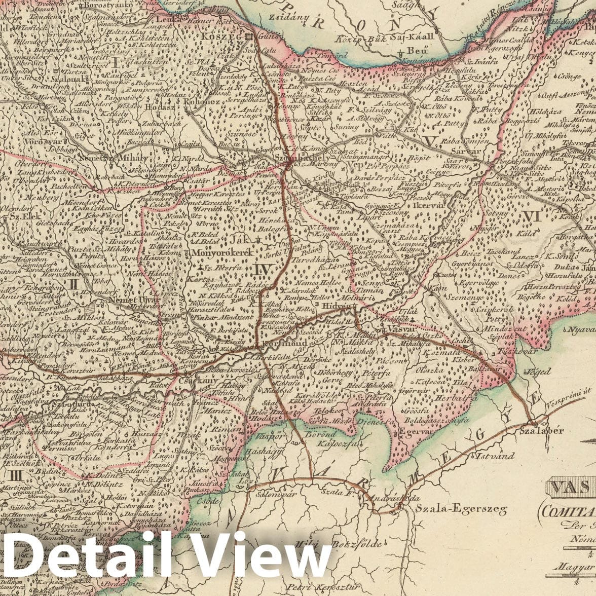 Historic Map : Vas Varmegye = Comitatus Castriferrei, 1802, Vintage Wall Decor
