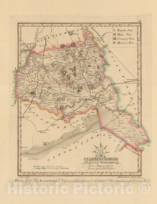Historic Map : Veszprem Varmegye = Comitatus Veszprimiensis, 1799, Vintage Wall Decor