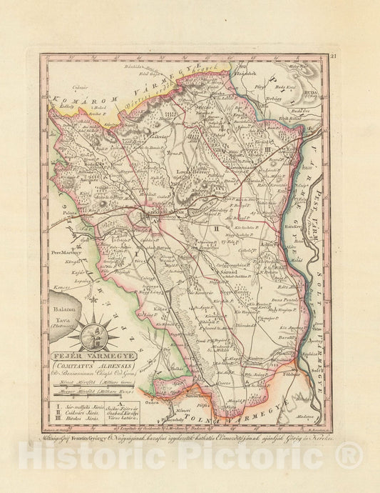 Historic Map : Fejer Varmegye = Comitatus Albensis, 1802, Vintage Wall Decor