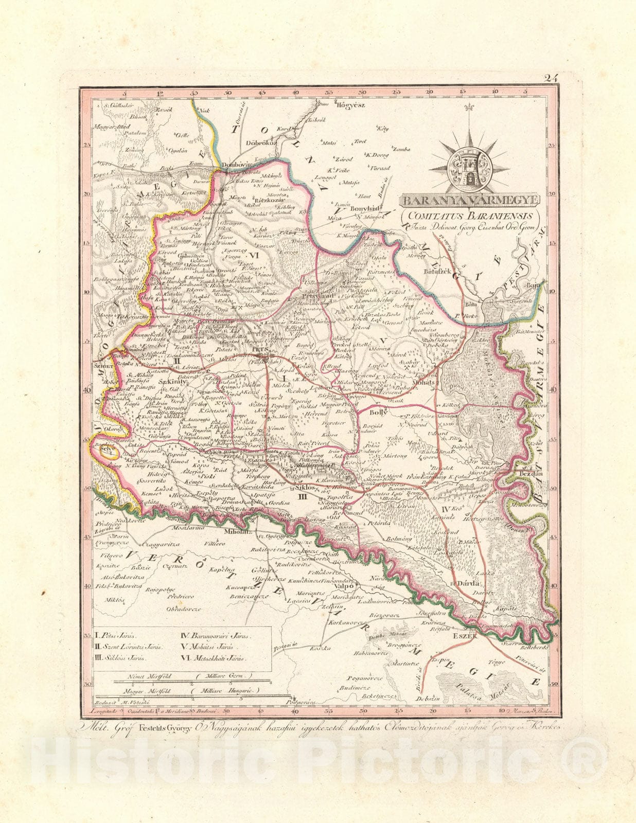 Historic Map : Baranya Varmegye = Comitatus Baranyensis, 1802, Vintage Wall Decor