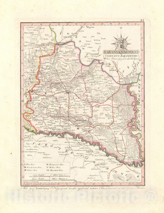 Historic Map : Baranya Varmegye = Comitatus Baranyensis, 1802, Vintage Wall Decor