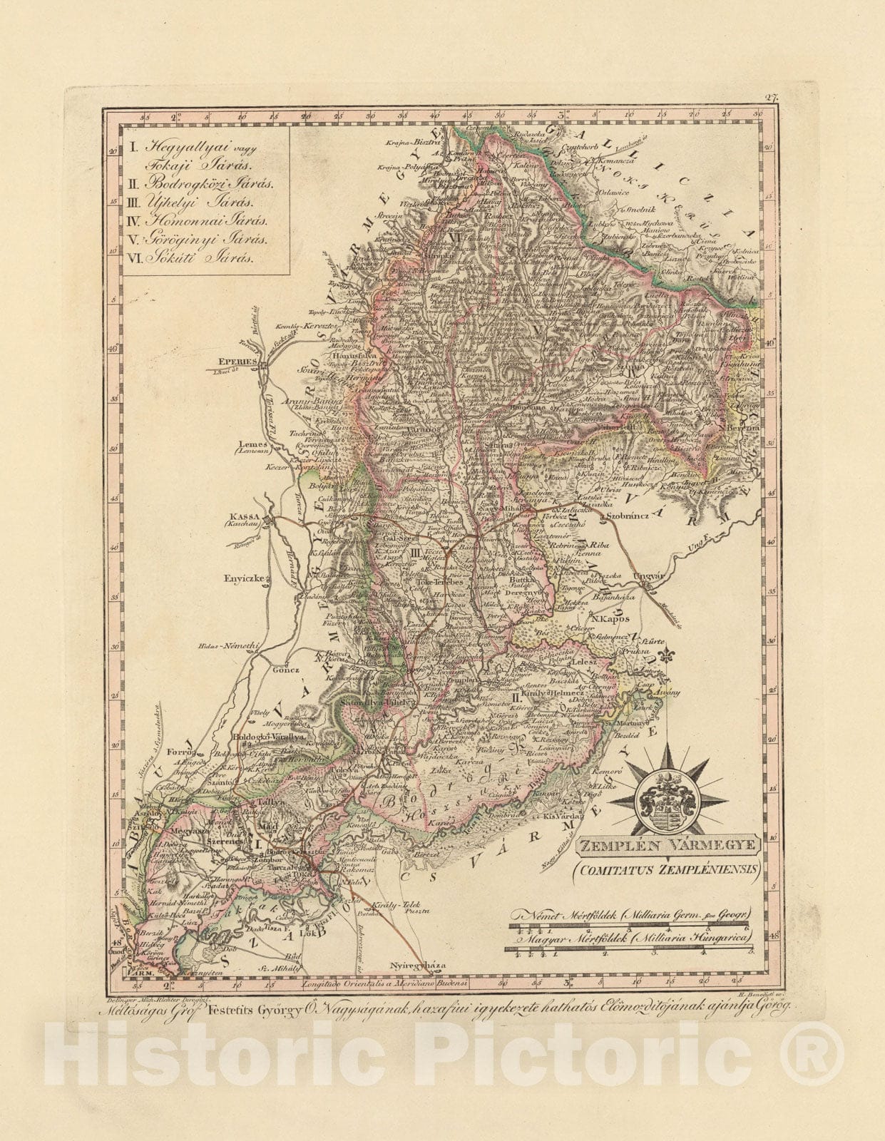 Historic Map : Zemplen Varmegye = Comitatus Zempleniensis, 1802, Vintage Wall Decor