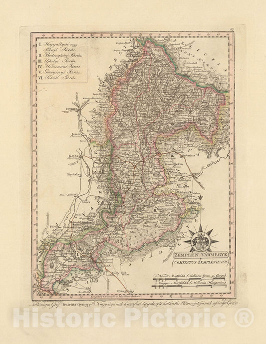 Historic Map : Zemplen Varmegye = Comitatus Zempleniensis, 1802, Vintage Wall Decor
