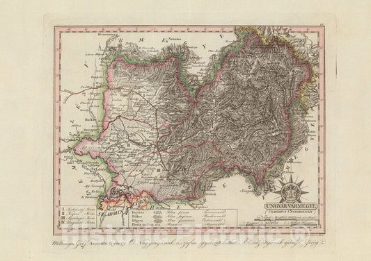 Historic Map : Ungvar Varmegye = Comitatus Ungvariensis, 1806, Vintage Wall Decor