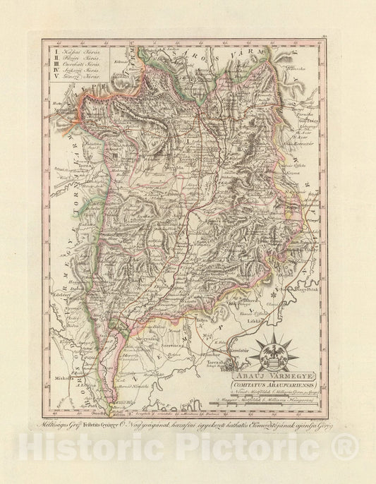 Historic Map : Abauj Varmegye = Comitatus Abaujvariensis, 1802, Vintage Wall Decor