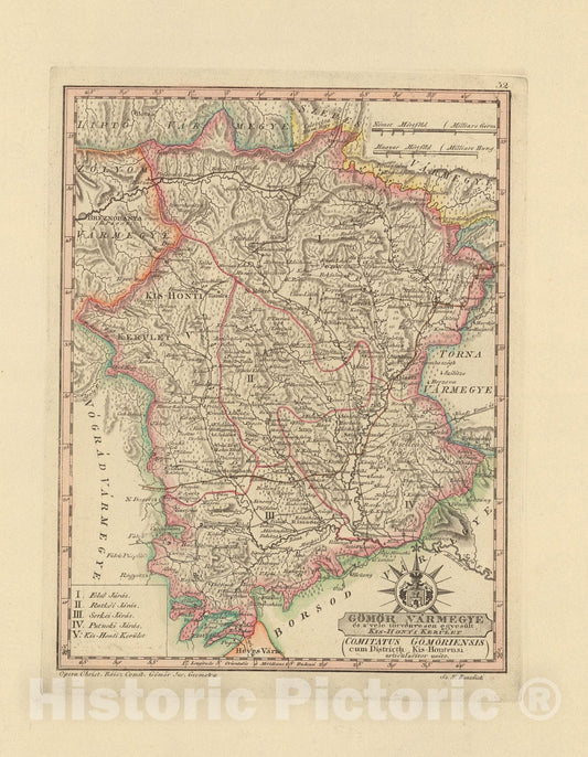 Historic Map : Gomor Varmegye = Comitatus Gomoriensis, 1802, Vintage Wall Decor
