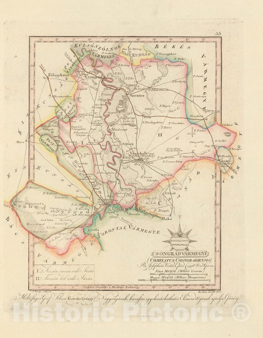 Historic Map : Csongrad Varmegye = Comitatus Csongradiensis, 1802, Vintage Wall Decor