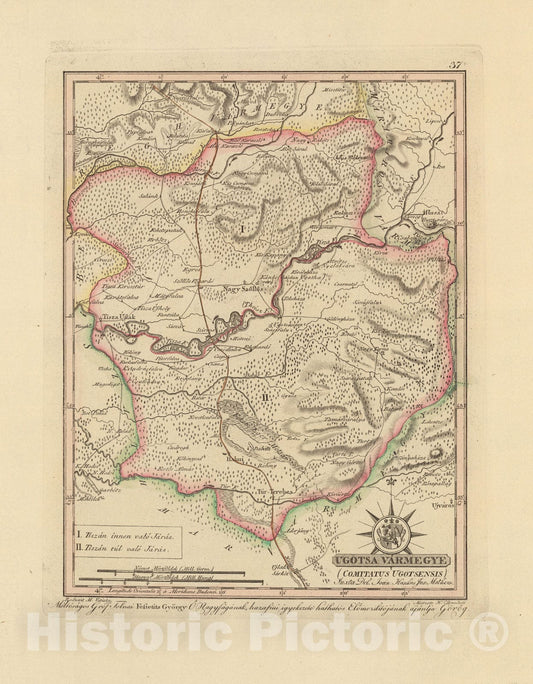 Historic Map : Ugotsa Varmegye = Comitatus Ugotsensis, 1802, Vintage Wall Decor