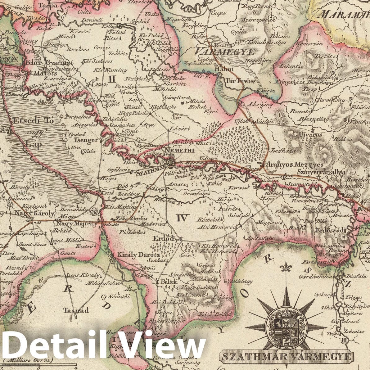 Historic Map : Szathmar Varmegye = Comitatus Szathmariensis, 1802, Vintage Wall Decor