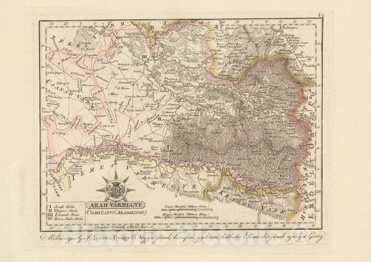 Historic Map : Arad Varmegye = Comitatus Aradiensis, 1802, Vintage Wall Decor