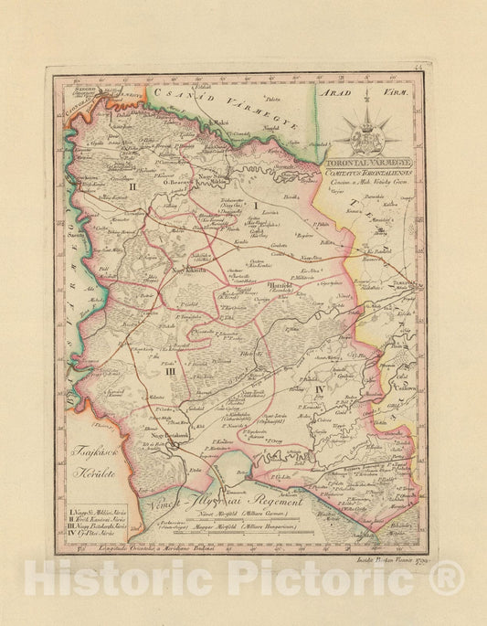 Historic Map : Torontal Varmegye = Comitatus Torontaliensis, 1799, Vintage Wall Decor