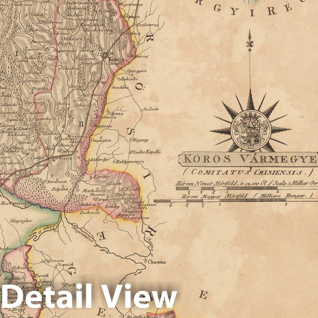 Historic Map : Koros Varmegye = Comitatus Crisiensis, 1802, Vintage Wall Decor