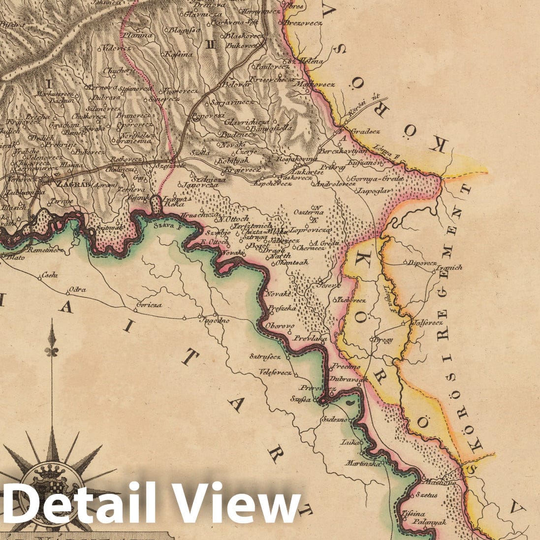 Historic Map : Zagrab Varmegye = Comitatus Zagrabiensis, 1802, Vintage Wall Decor