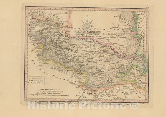 Historic Map : Verocze Varmegye = Comitatus Veroczensis, 1799, Vintage Wall Decor
