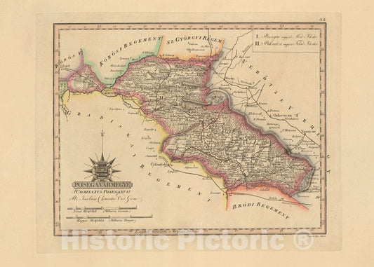 Historic Map : Posegavarmegye = Comitatus Poseganus, 1801, Vintage Wall Decor