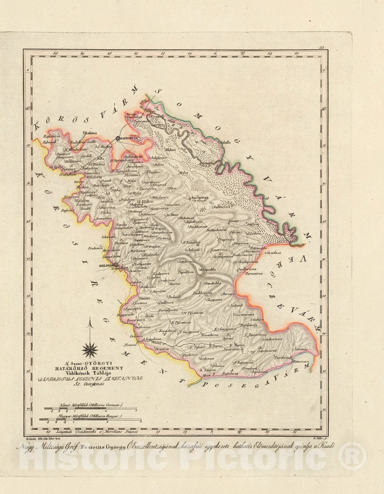 Historic Map : A' Szent-Gyorgyi Hatarorzo Regement videkenek tablaja, 1811, Vintage Wall Decor