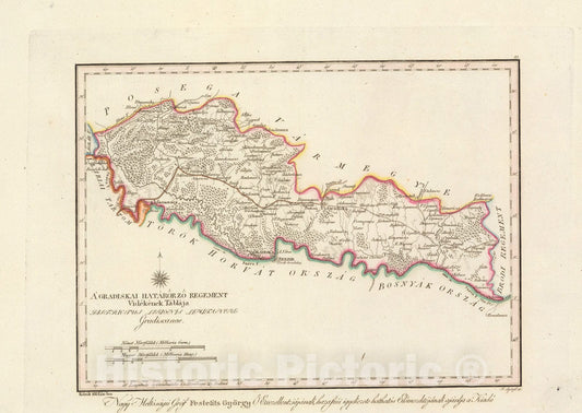 Historic Map : A Gradiskai hatarorzo regement Videkenek Tablaja, 1811, Vintage Wall Decor