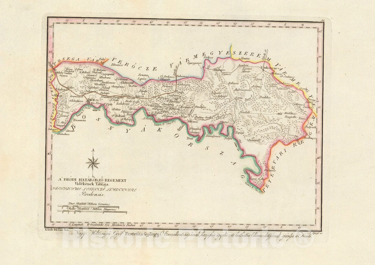 Historic Map : A Brodi hatarorzo regement Videkenek Tablaja, 1811, Vintage Wall Decor
