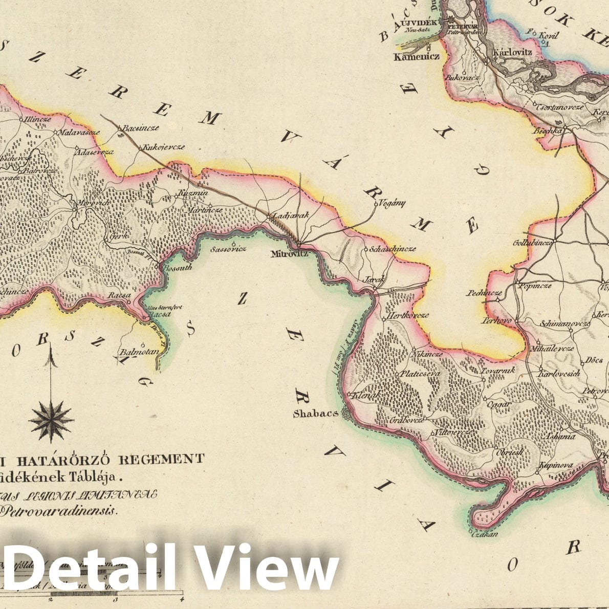 Historic Map : A Petervari hatarorzo regement Videkenek Tablaja, 1811, Vintage Wall Decor