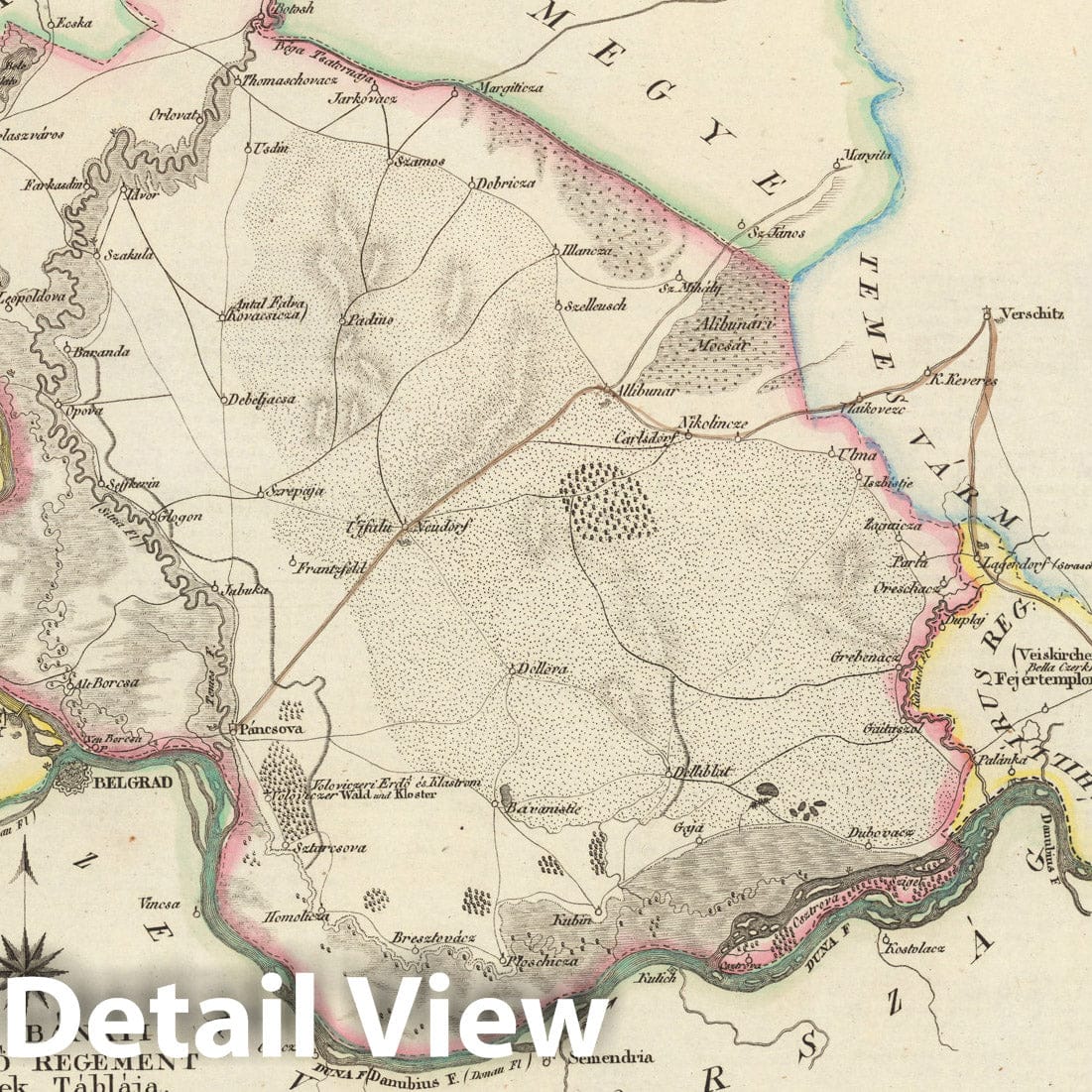 Historic Map : A Nemet Banati hatarorzo regement Videkenek Tablaja, 1811, Vintage Wall Decor