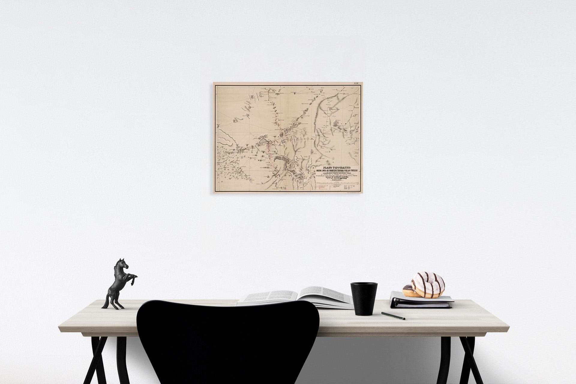 Historic Map : Plano Topografico de la Nueva L?nea de Frontera ocupada por las fuerzas de la division Sud de Buenos Aires, 1877, Vintage Wall Decor