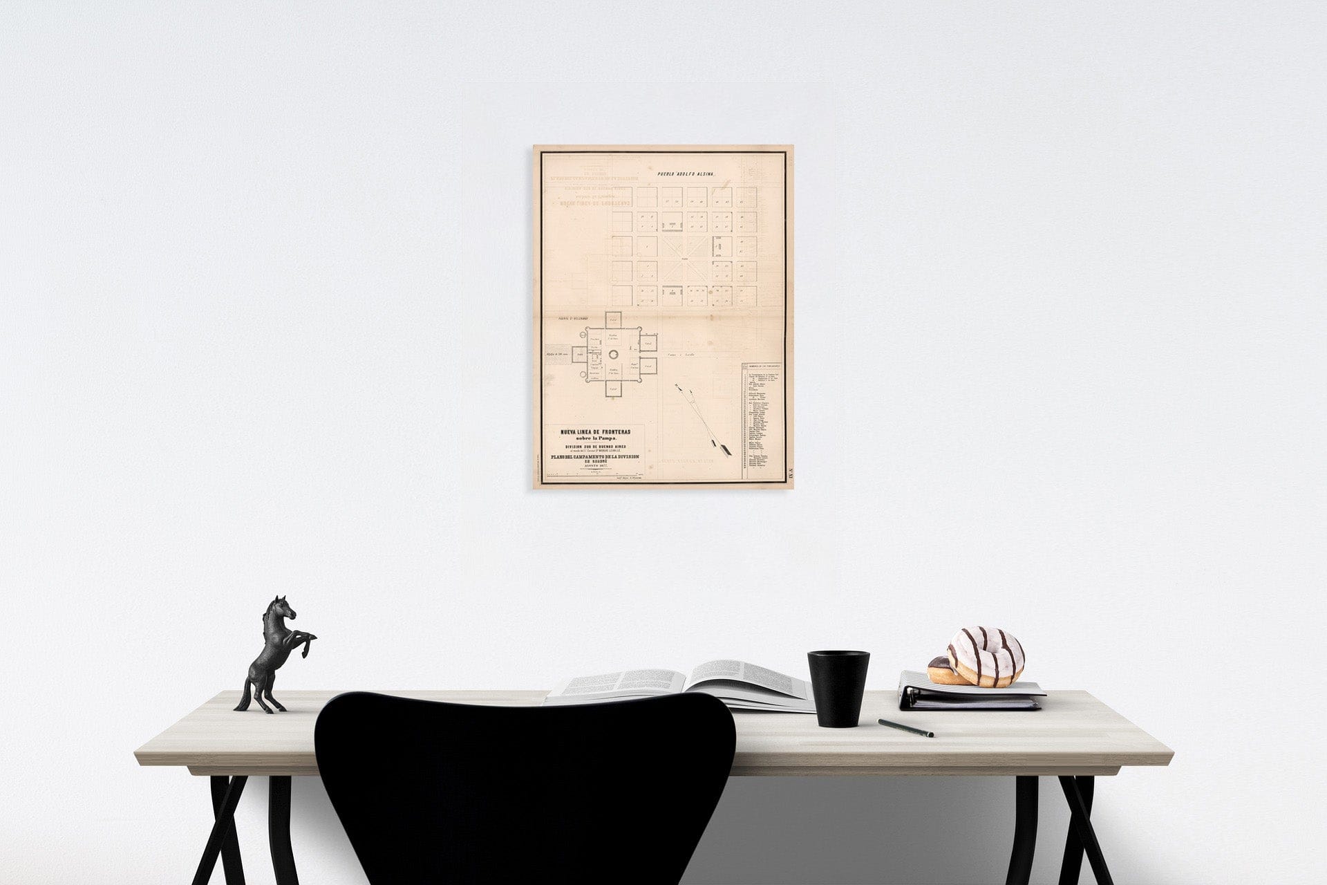 Historic Map : Nueva L?nea de Fronteras Sobre la Pampa. Division Sud de Buenos Aires, 1877, Vintage Wall Decor