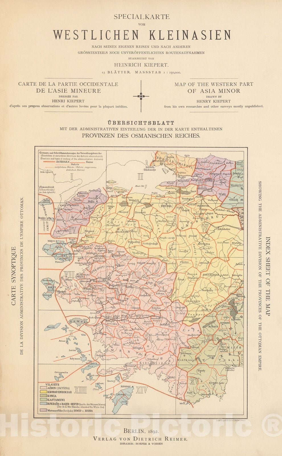 Historic Map : Title/Index: Ubersichtsblatt : Provinzen des Osmanischen Reiches, 1890, Vintage Wall Decor