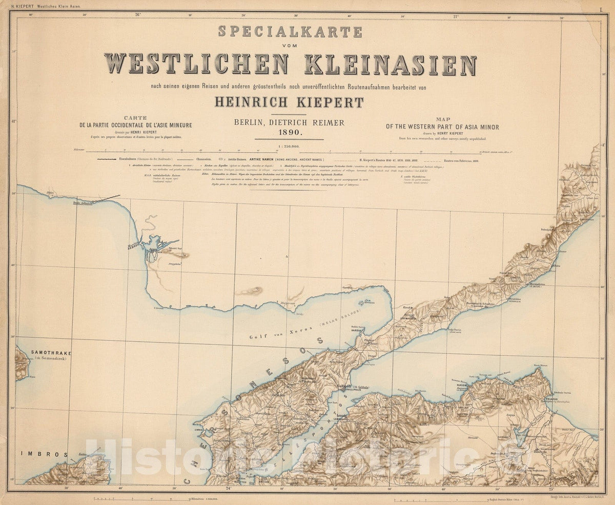Historic Map : I. Specialkarte vom westlichen Kleinasien, 1890, Vintage Wall Decor