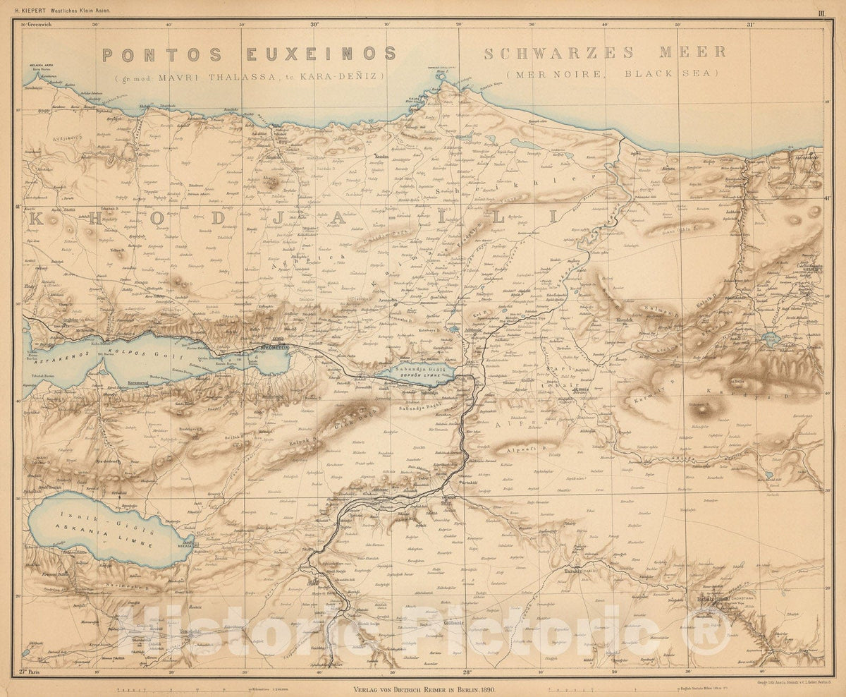 Historic Map : III. Specialkarte vom westlichen Kleinasien, 1890, Vintage Wall Decor