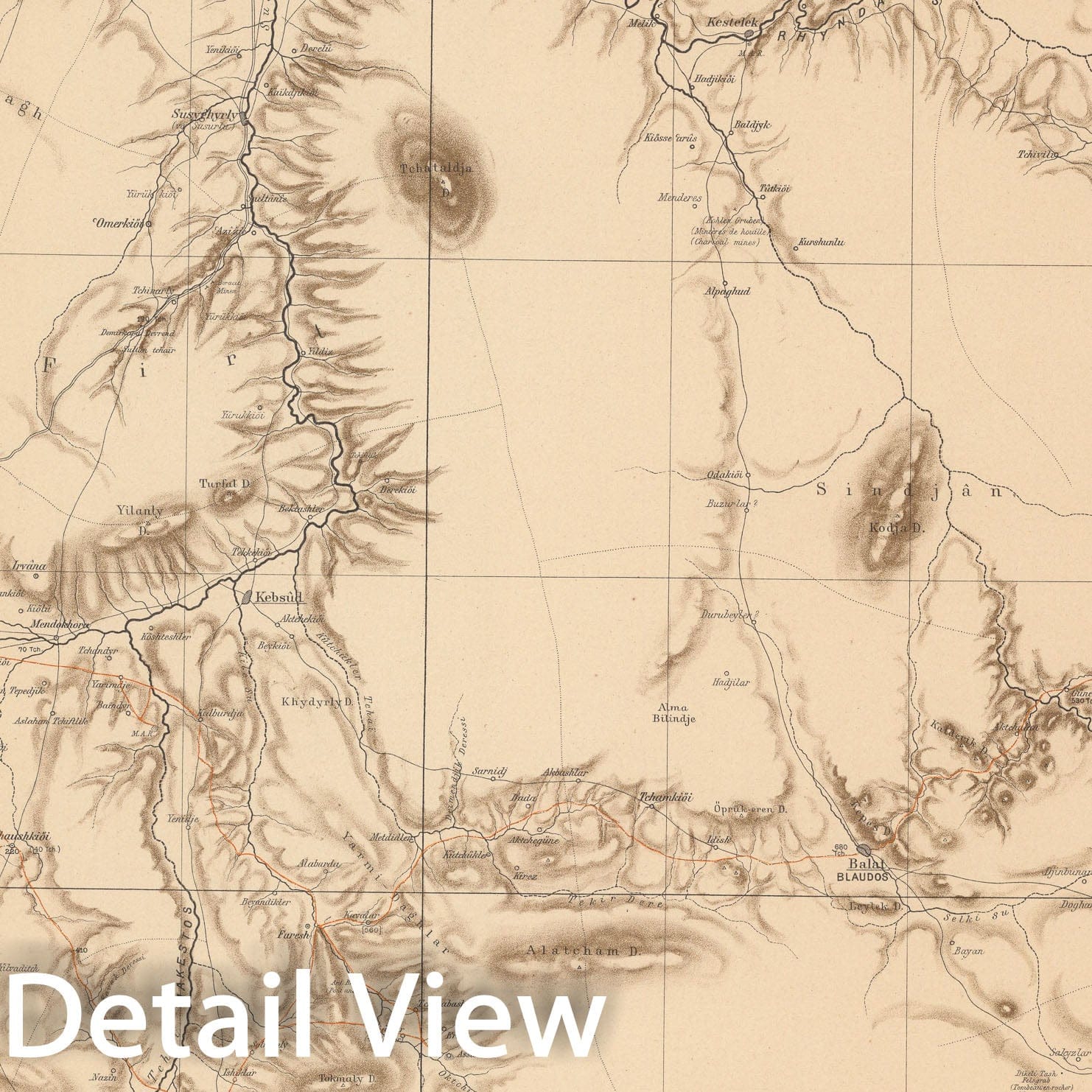 Historic Map : V. Specialkarte vom westlichen Kleinasien, 1890, Vintage Wall Decor