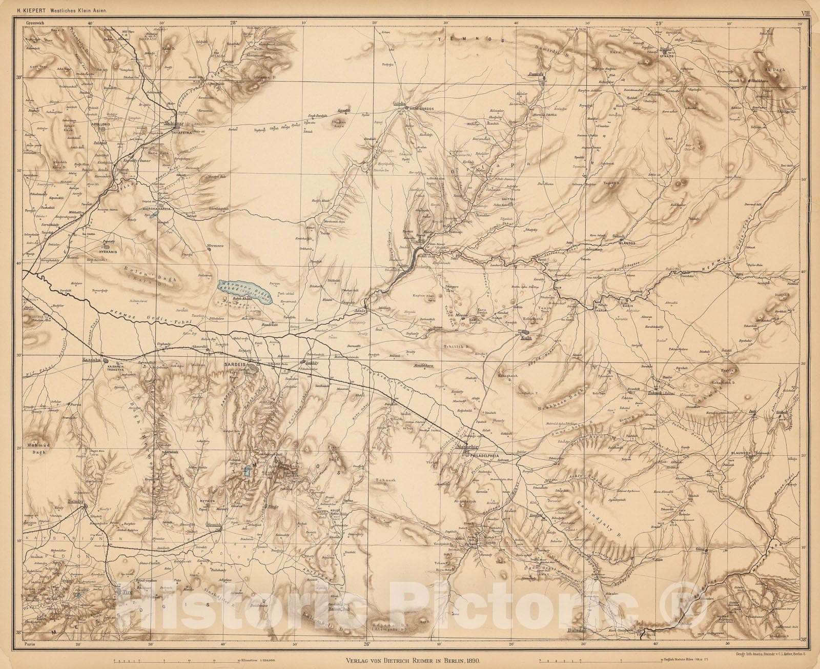 Historic Map : VIII. Specialkarte vom westlichen Kleinasien, 1890, Vintage Wall Decor