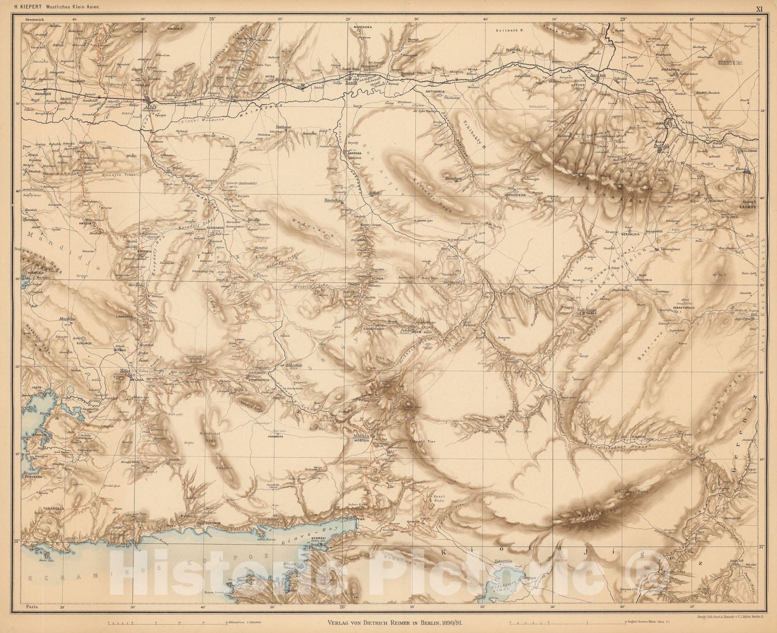Historic Map : XI. Specialkarte vom westlichen Kleinasien, 1890, Vintage Wall Decor