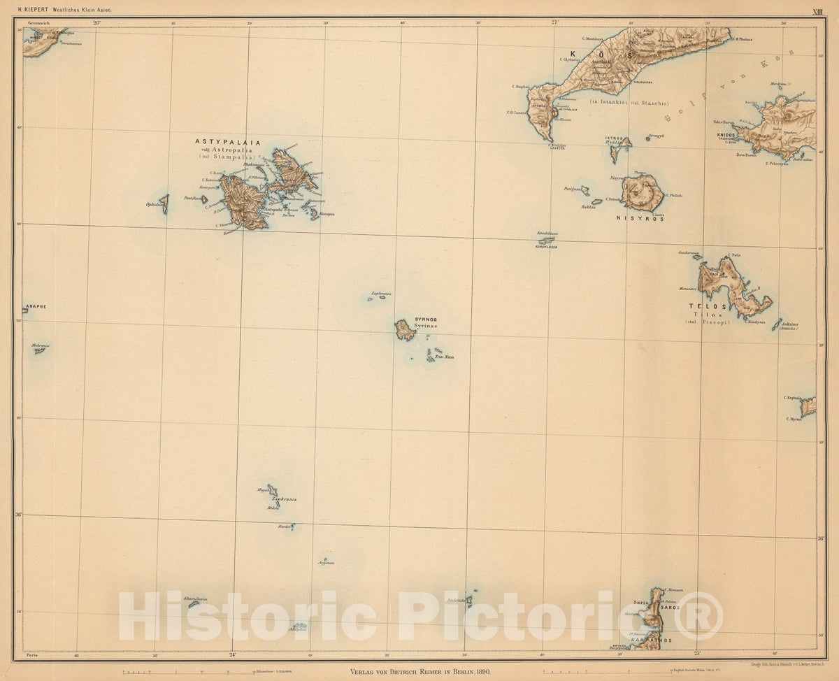 Historic Map : XIII. Specialkarte vom westlichen Kleinasien, 1890, Vintage Wall Decor