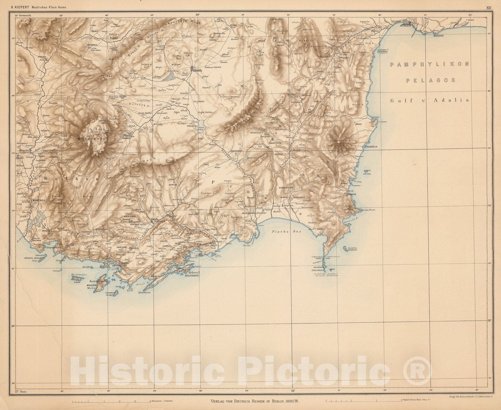 Historic Map : XV. Specialkarte vom westlichen Kleinasien, 1890, Vintage Wall Decor