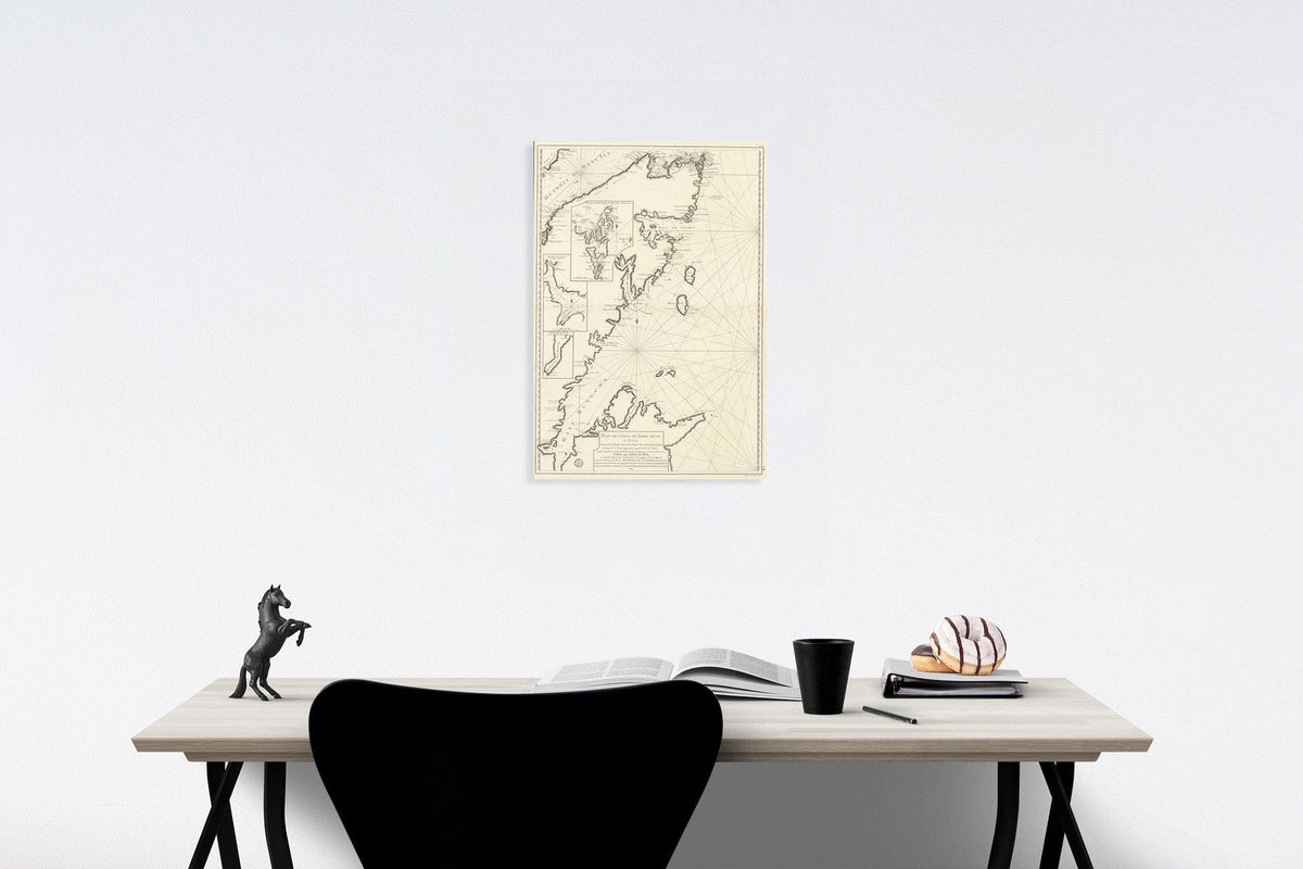 Historic Map : Plan des cotes de Terre-Neuve VII. feuille, 1784, Vintage Wall Decor