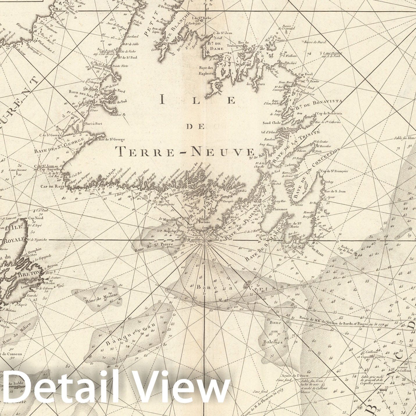 Historic Map : Carte reduite de banc et de l'Ile de Terre-Neuve, 1784, Vintage Wall Decor