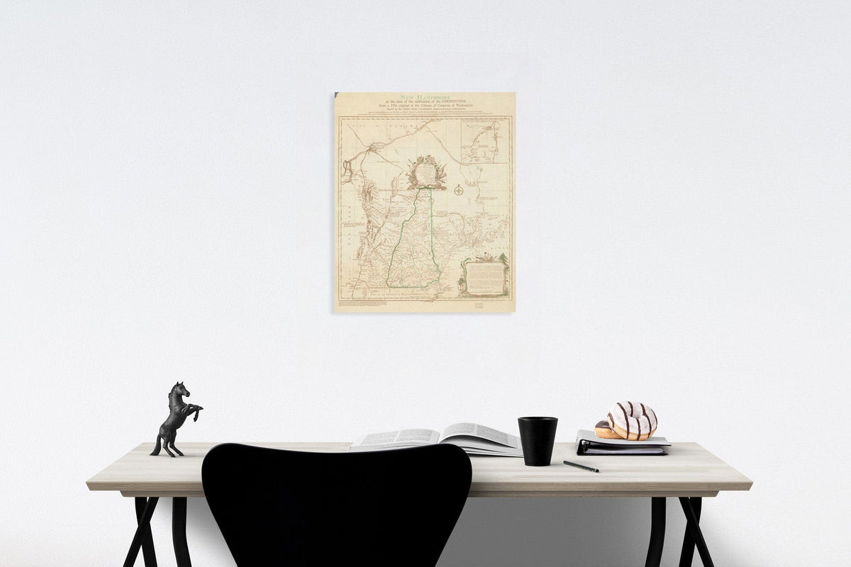 Historic Map : New Hampshire at the time of the ratification of the Constitution, 1938, Vintage Wall Decor