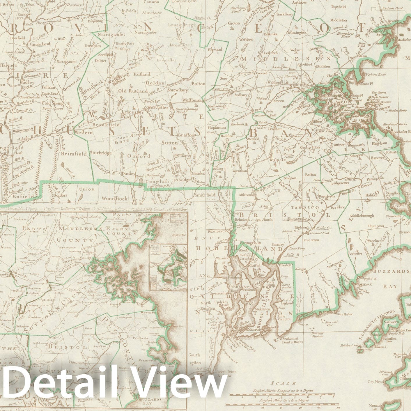 Historic Map : Massachusetts (without the District of Maine) at the time of the ratification of the constitution, 1938, Vintage Wall Decor