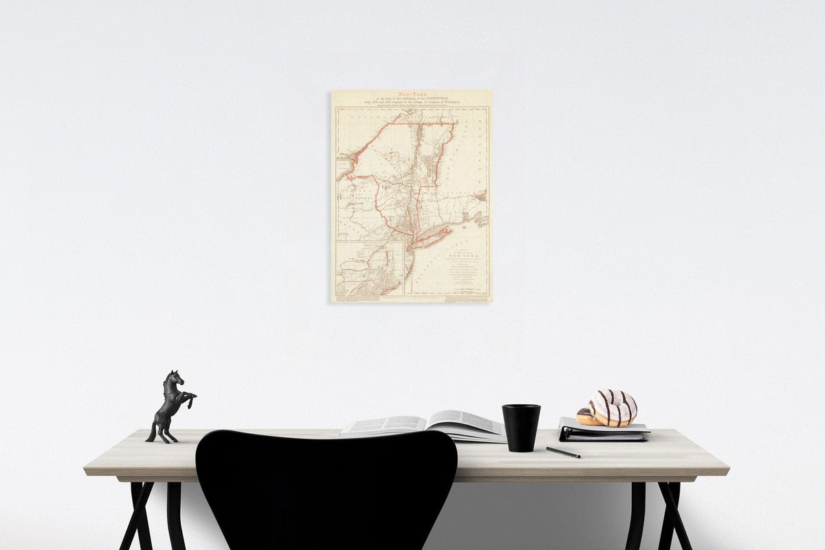 Historic Map : New York at the time of the ratification of the constitution, 1938, Vintage Wall Decor