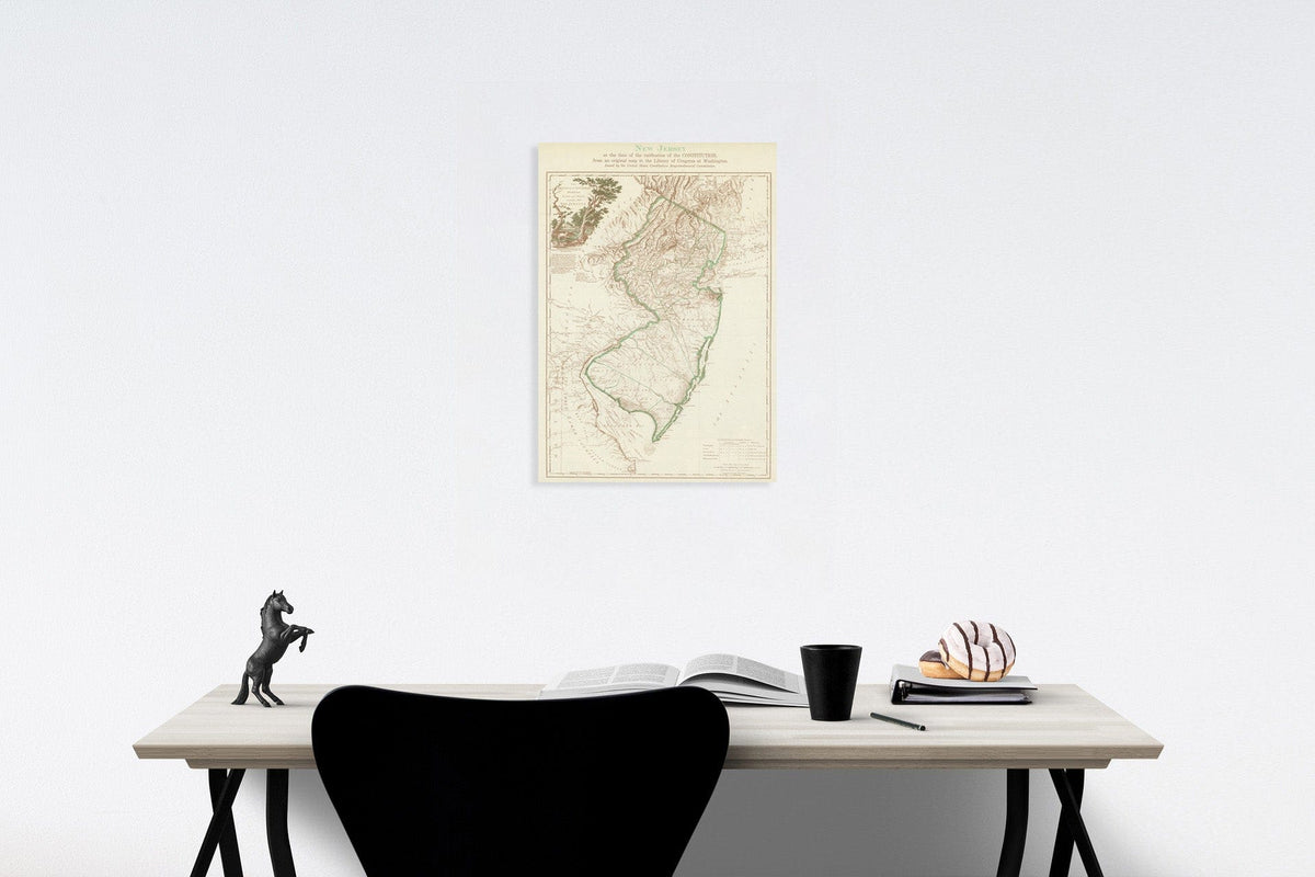 Historic Map : New Jersey at the time of the ratification of the constitution, 1938, Vintage Wall Decor