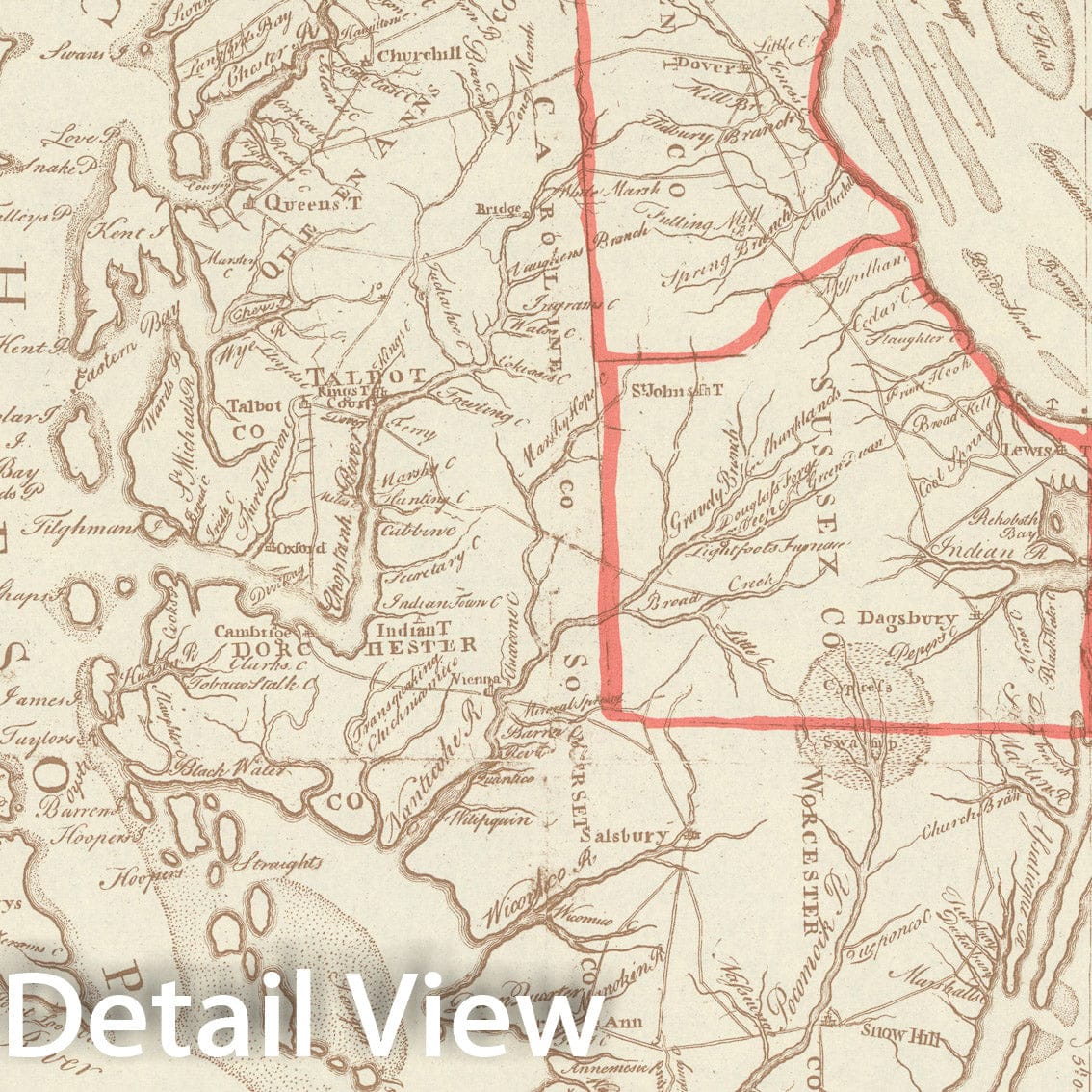 Historic Map : Delaware at the time of the ratification of the Constitution, 1938, Vintage Wall Decor