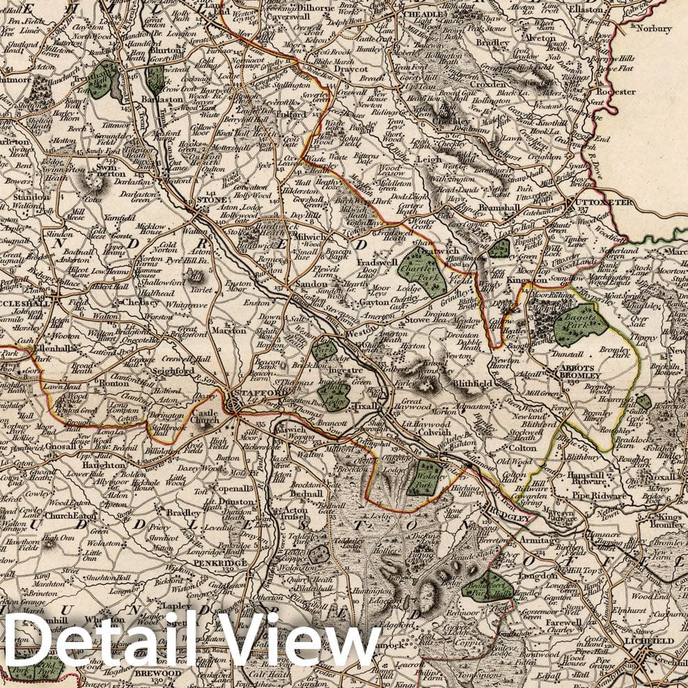 Historic Map : A new map of Staffordshire, 1809, Vintage Wall Decor