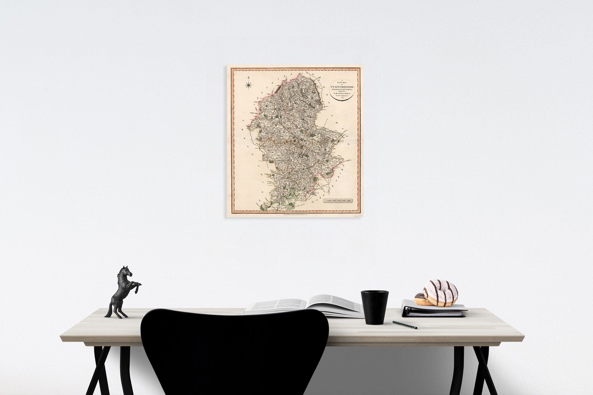 Historic Map : A new map of Staffordshire, 1809, Vintage Wall Decor